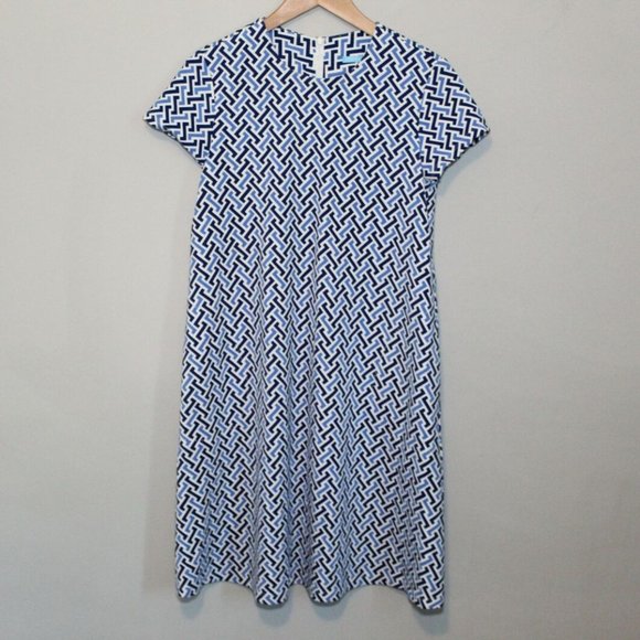 J. McLaughlin Cap Sleeve A-Line Shift Dress Blue White Women's Size Small H11301